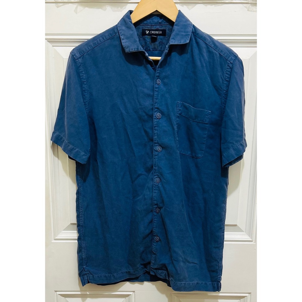 Cremieux Mens Shirt Small Blue Lyocell Button‎ Down Short Sleeve Casual